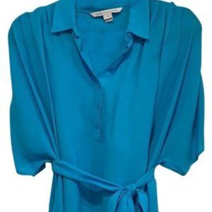 Aqua Blue Dvf Dolman Sleeve with Pockets Dress